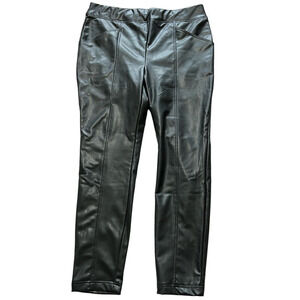 Sabrina Lauren Black Faux Leather Pants, Size XL